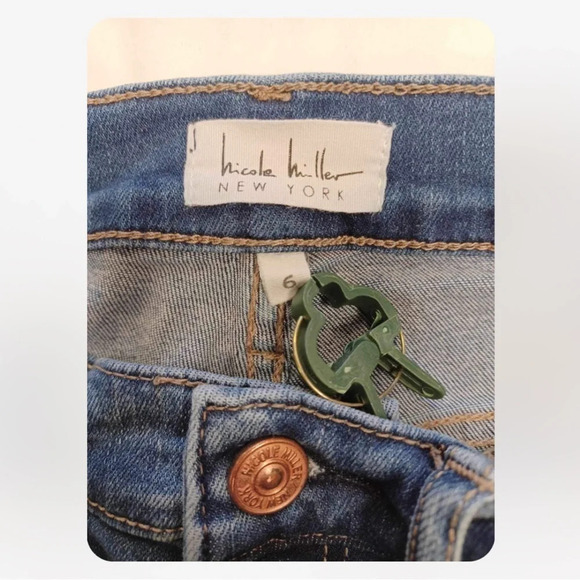 Nicole Miller New York Raw Hem High Rise Embroidered Skinny Ankle Jeans Size 6 - Picture 11 of 12